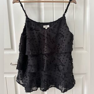 Entro Black Textured Layered Camisole sz Medium Tiered Shell Party Holiday